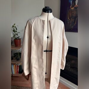 COS Collarless Cream Open Front Coat